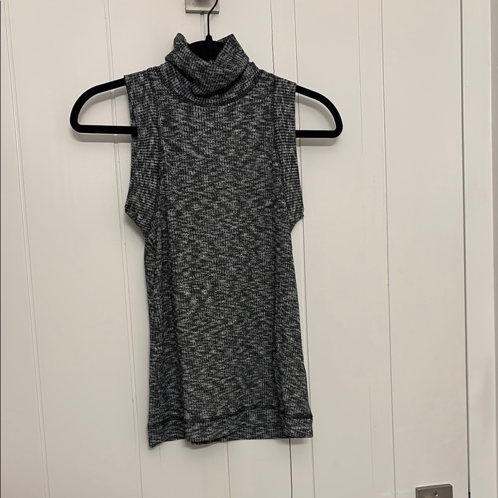 Gray Sleeveless Turtleneck Top